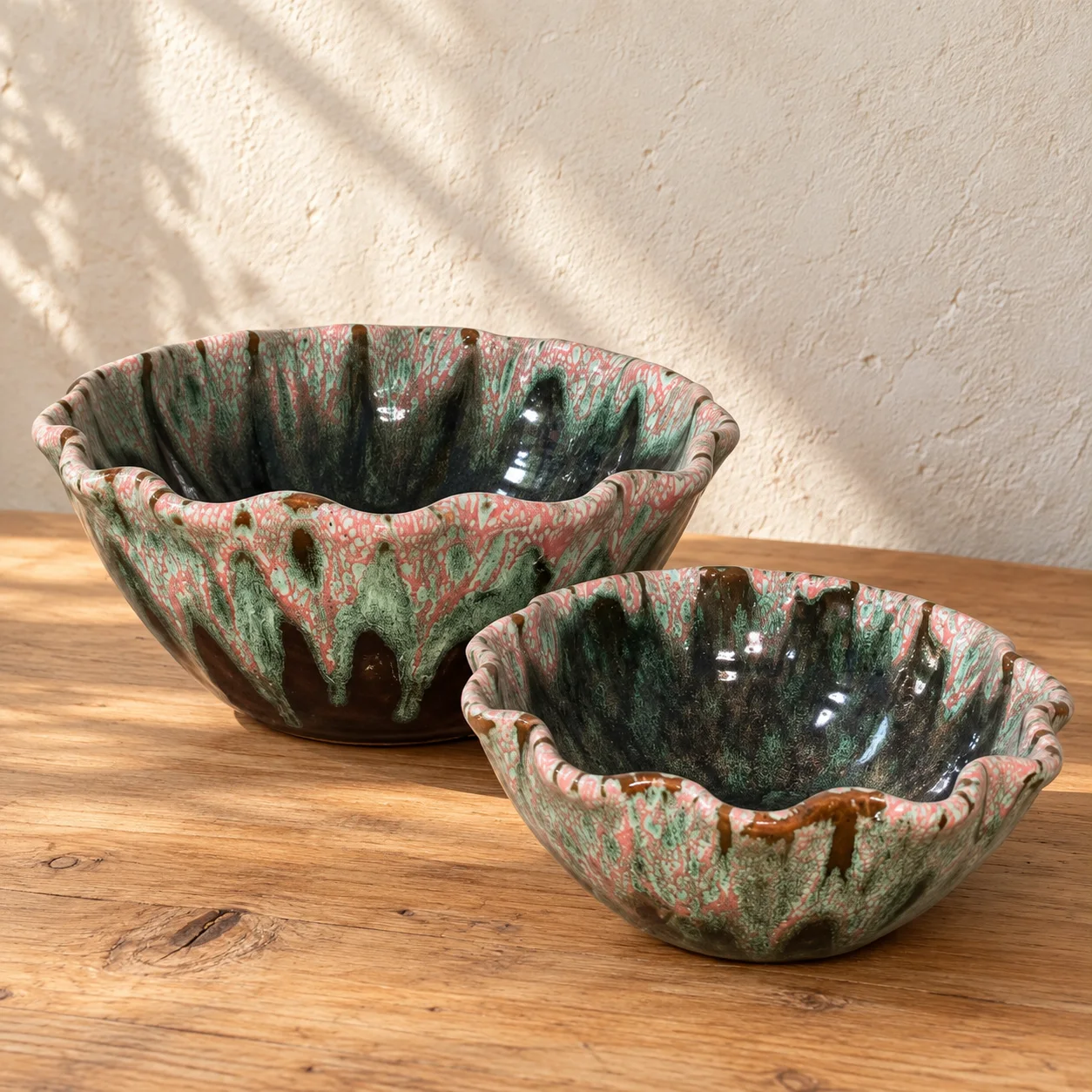 Set of 2 Handmade Drâa Serving Bowls