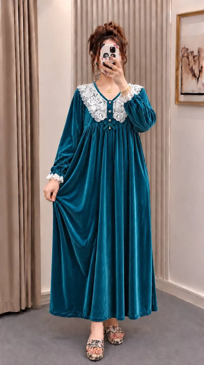 بجامة طويلة مبرة بشبكة (التوصيل 20 درهم)