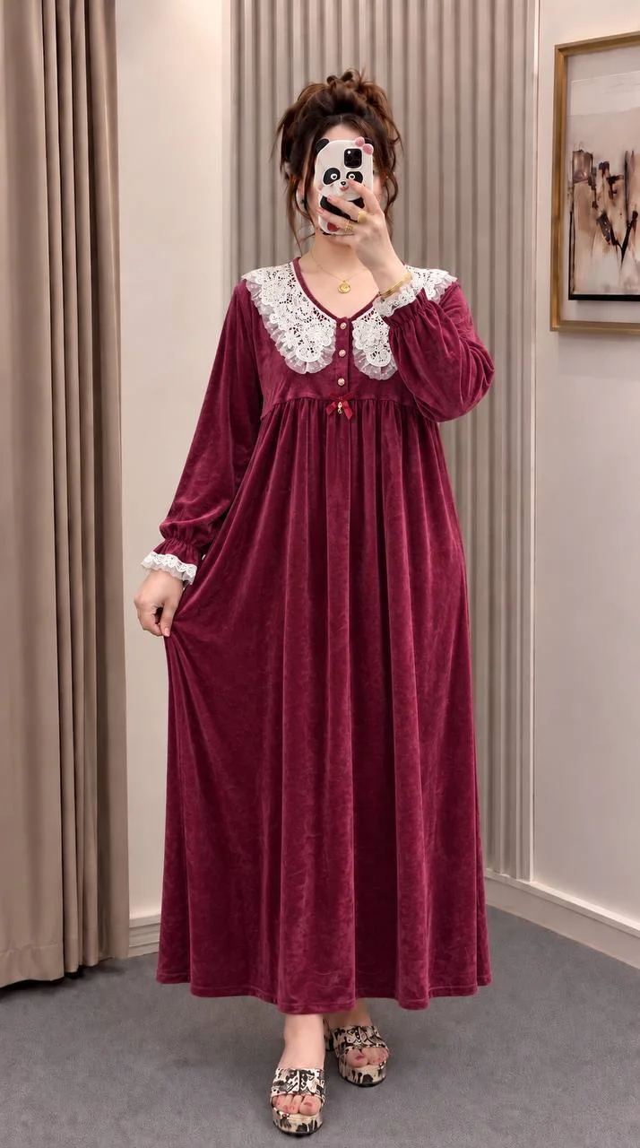 بجامة طويلة مبرة بشبكة (التوصيل 20 درهم)