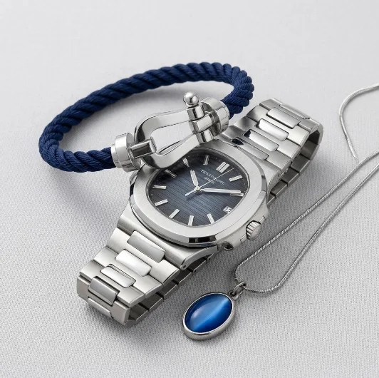 Pack Style Argenté + Pendentif Bleu 💙