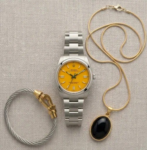 Pack Style Doré + Cadran Jaune & Pendentif Noir