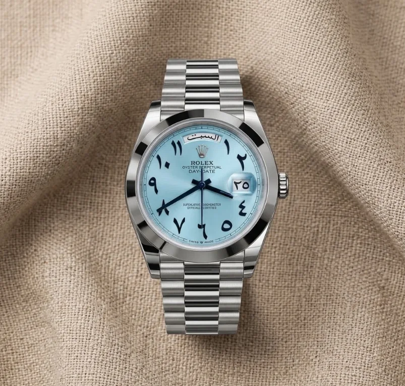 Montre Homme Élégante – Cadran Bleu Glacé & Chiffres Arabes