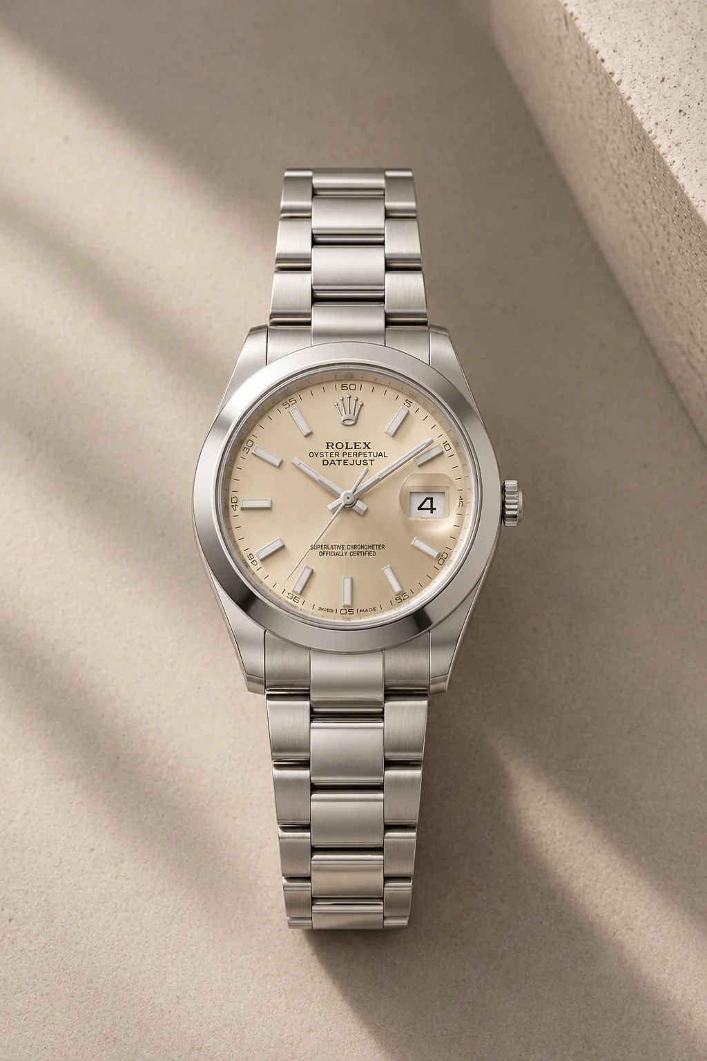 Montre Homme Élégante – Cadran Champagne & Bracelet Argenté