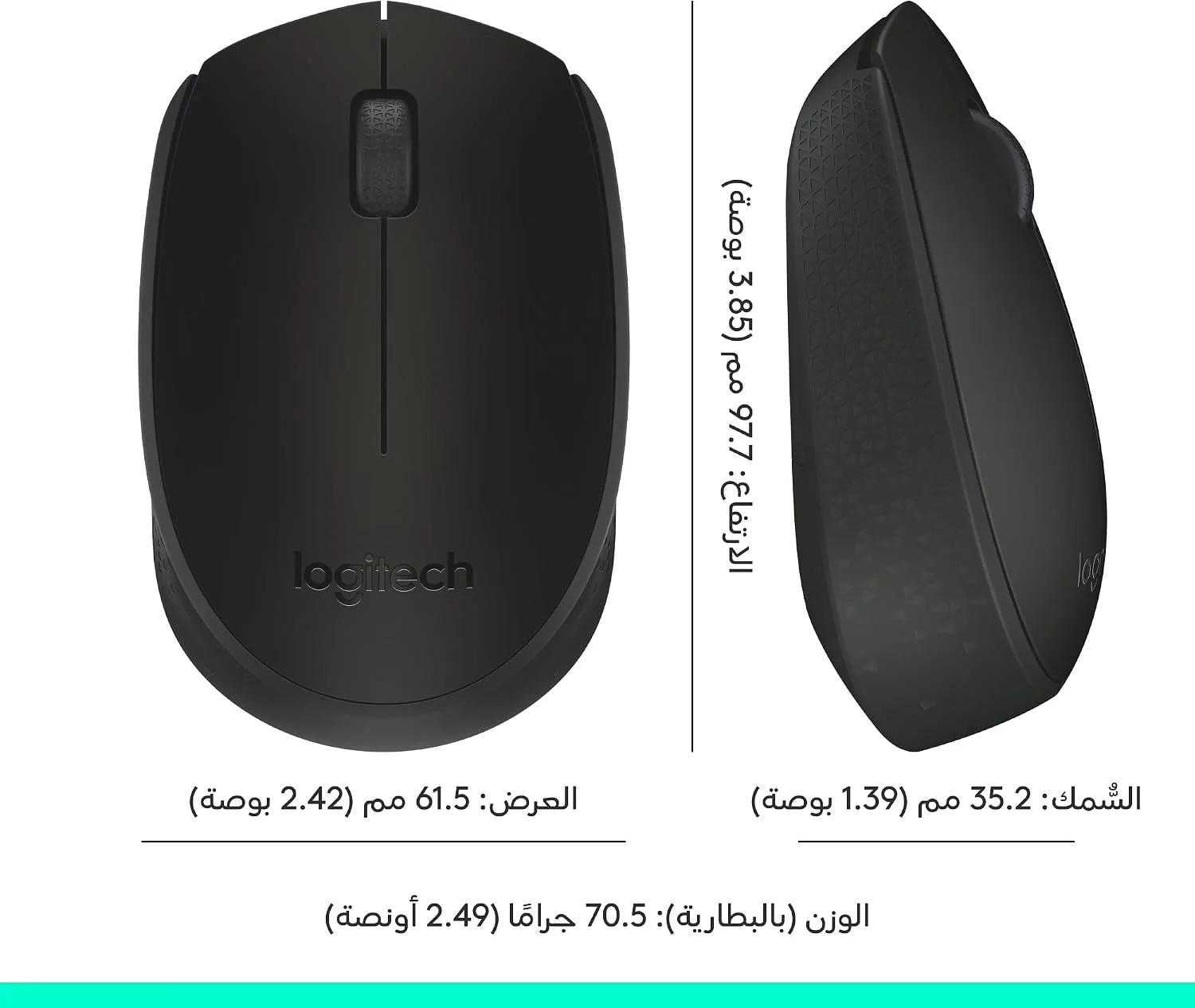 لوجيتيك ماوس لاسلكي M171 بتردد 2.4 جيجاهرتز مع مستقبل USB صغير، تتبع بصري