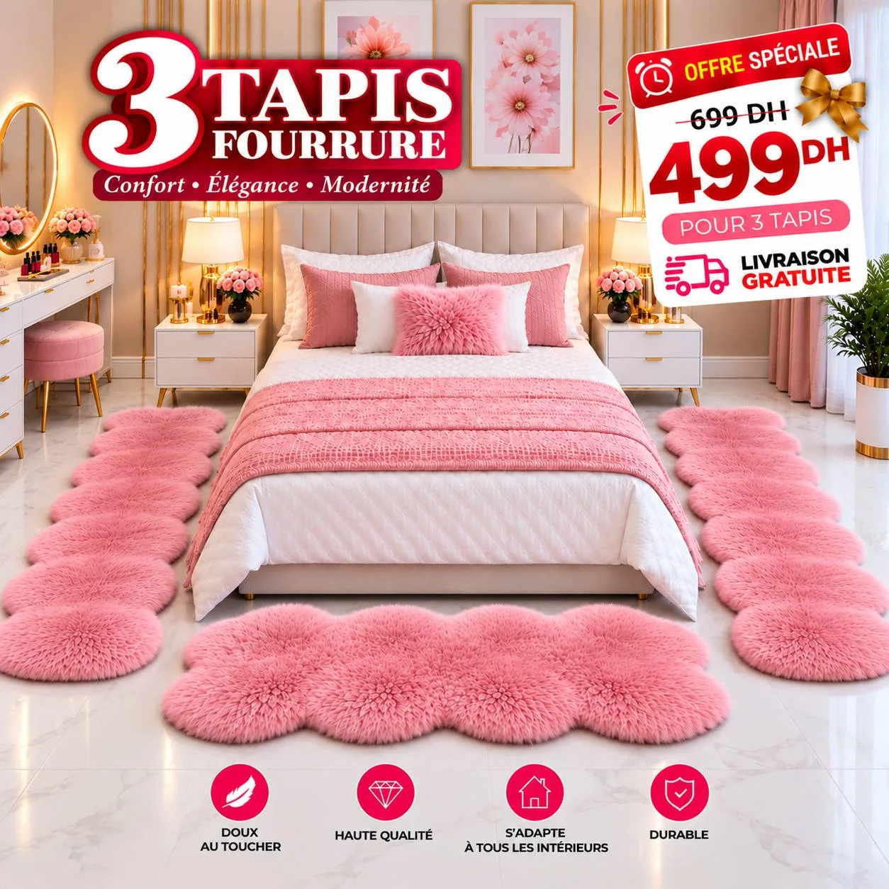 tapis fourrure de lux - 170CM/60cm perimer qualite