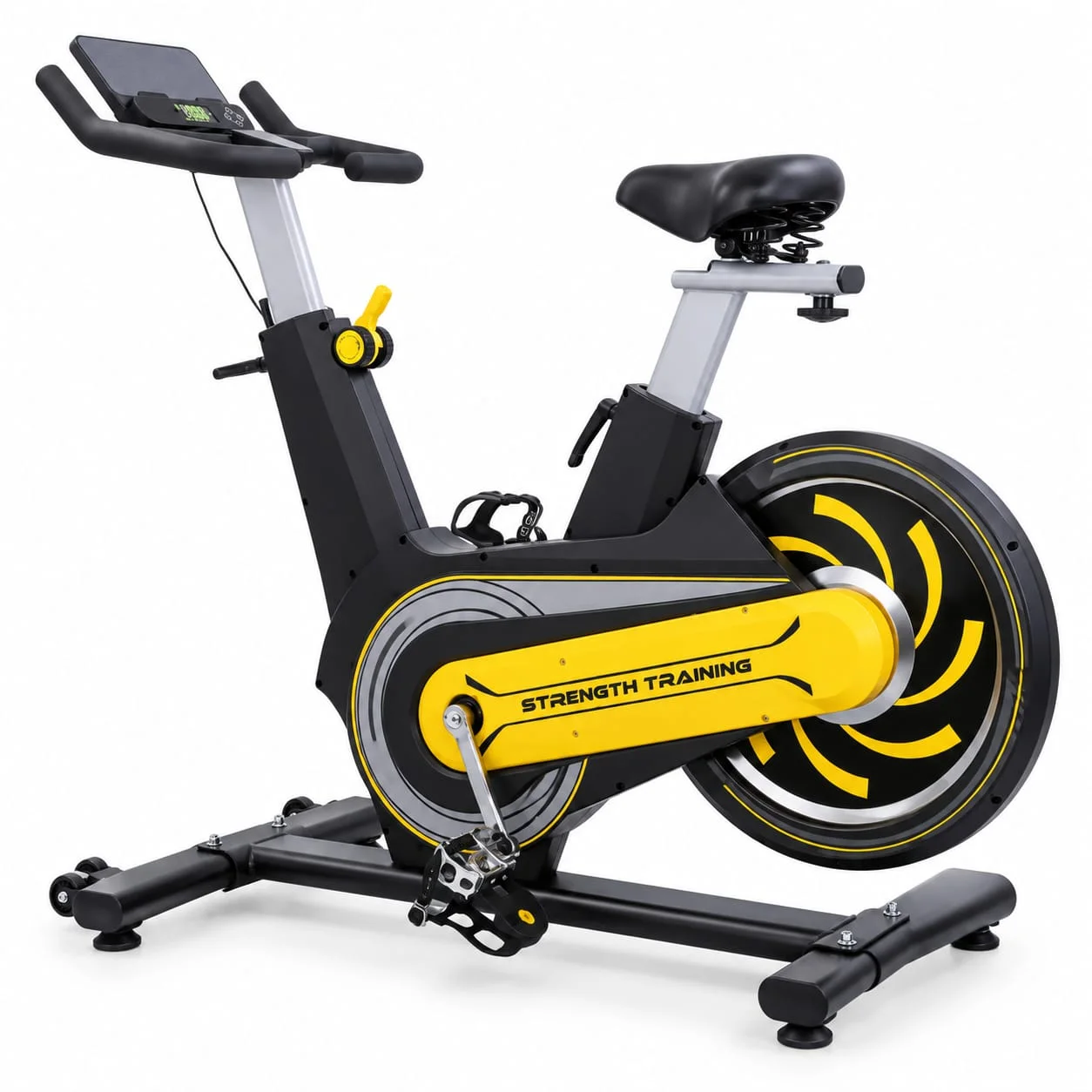 Vélo de Spinning Magnétique Noir et Jaune – 7 Niveaux de Résistance