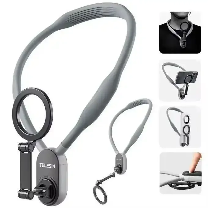 "السيبور المغناطيسي اللي كاع صناع المحتوى كيقلبو عليه! 🔥"Support Téléphone Tour de Cou Magnétique Mains Libres - Compatible MagSafe Universel