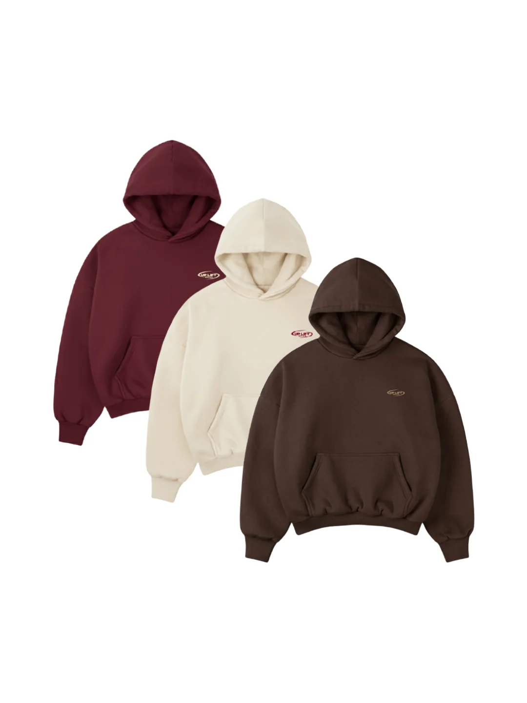 Essentials Hoodie 3-Pack - Creamy / Dark Brown / Burgundy