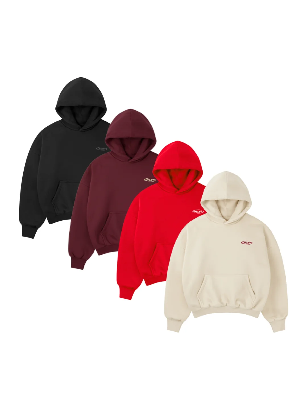 Essentials Hoodie 4-Pack - Black / Burgundy / Red / Creamy