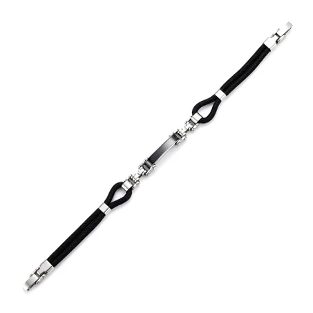 Bracelet Homme Noir & Acier – Élégance Moderne
