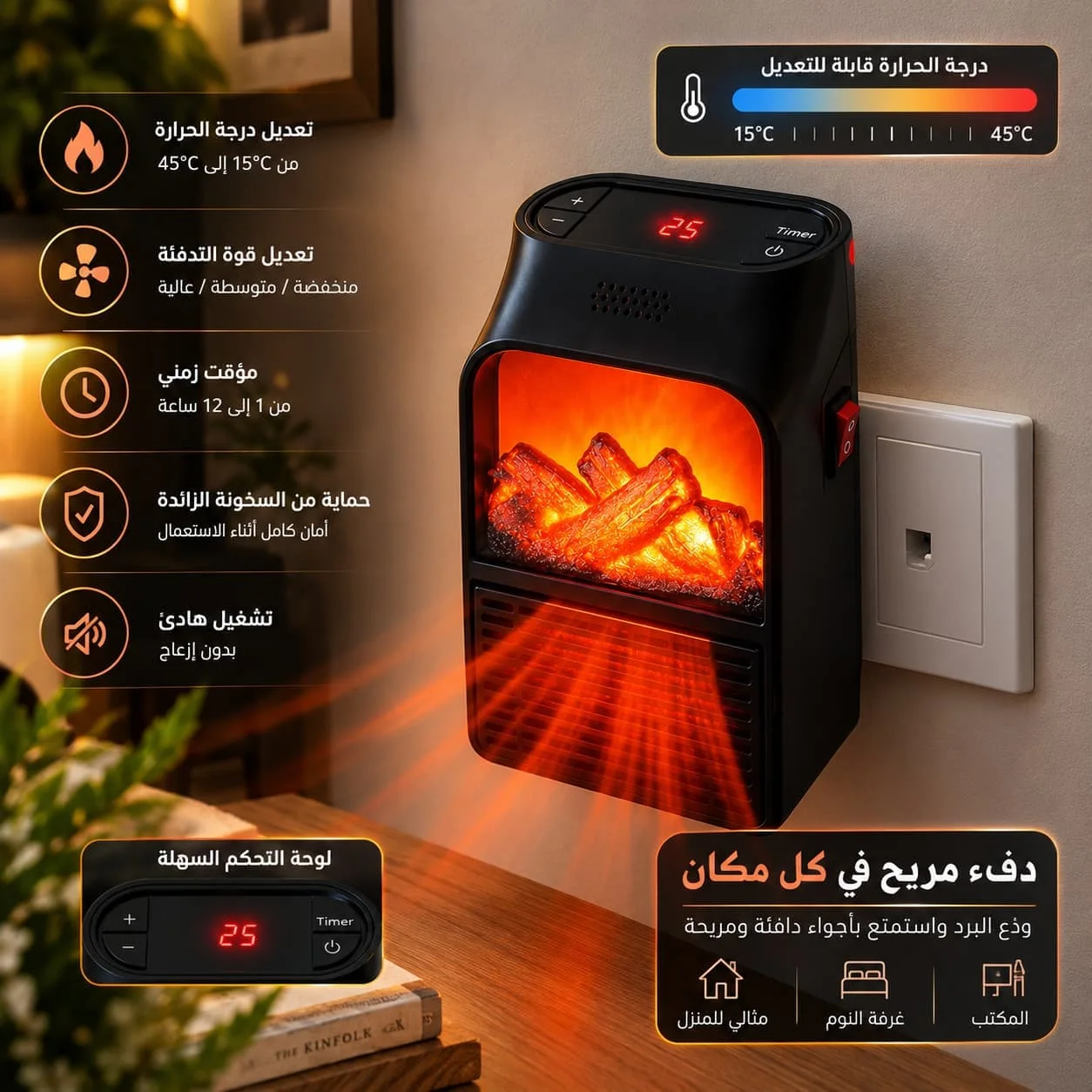 سخان Flame Heater 900 واط بالريموت
