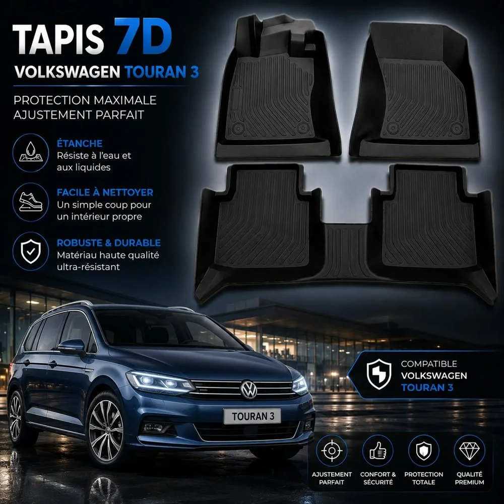 طابي السيارة 7D مفصّل على الموديل (Tapis 7D)