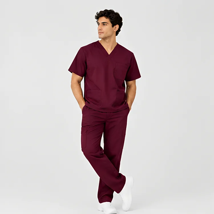 Tenue de Bloc Col V Homme – Bordeaux | Med Ora