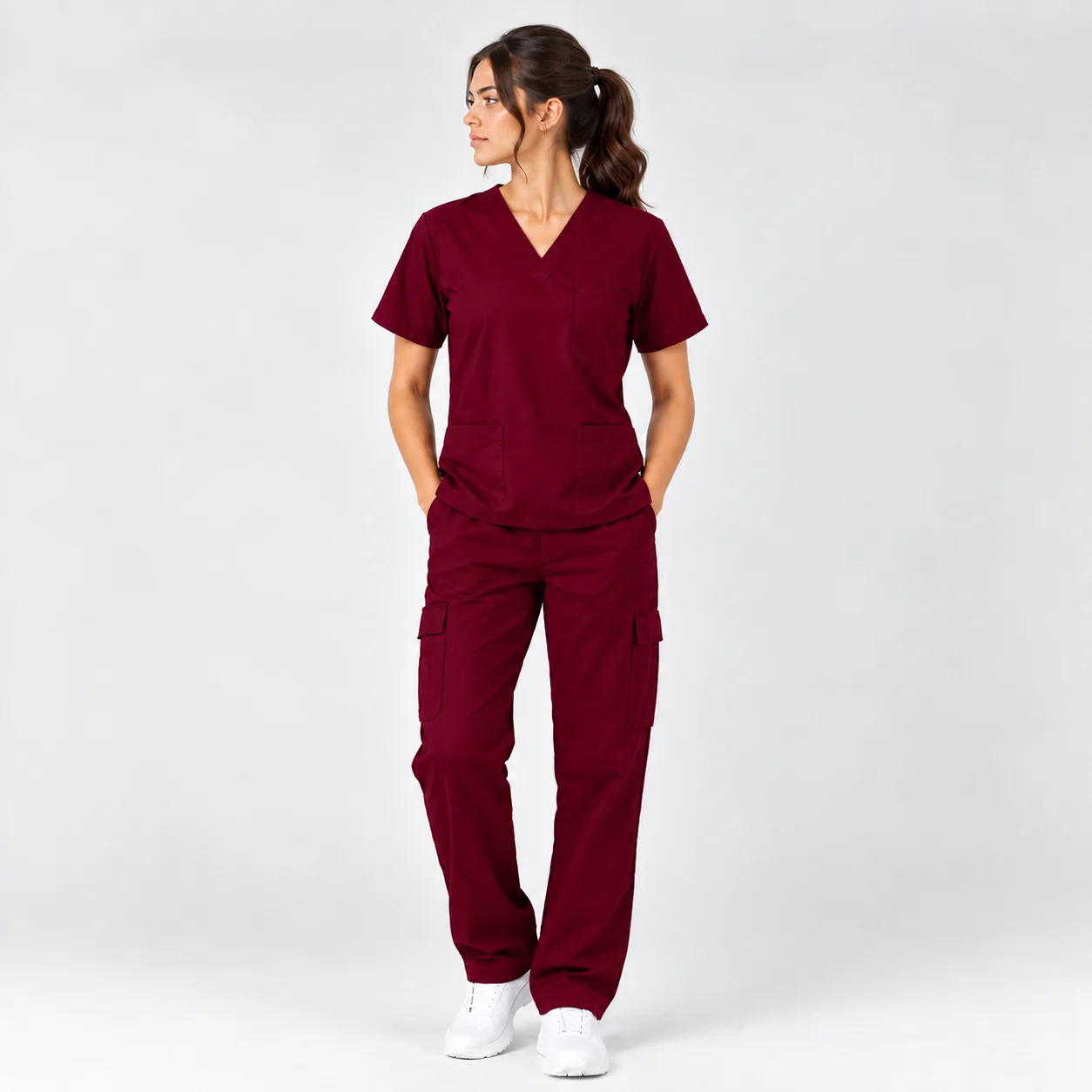 Tenue de Bloc Col V Femme – Bordeaux | Med Ora