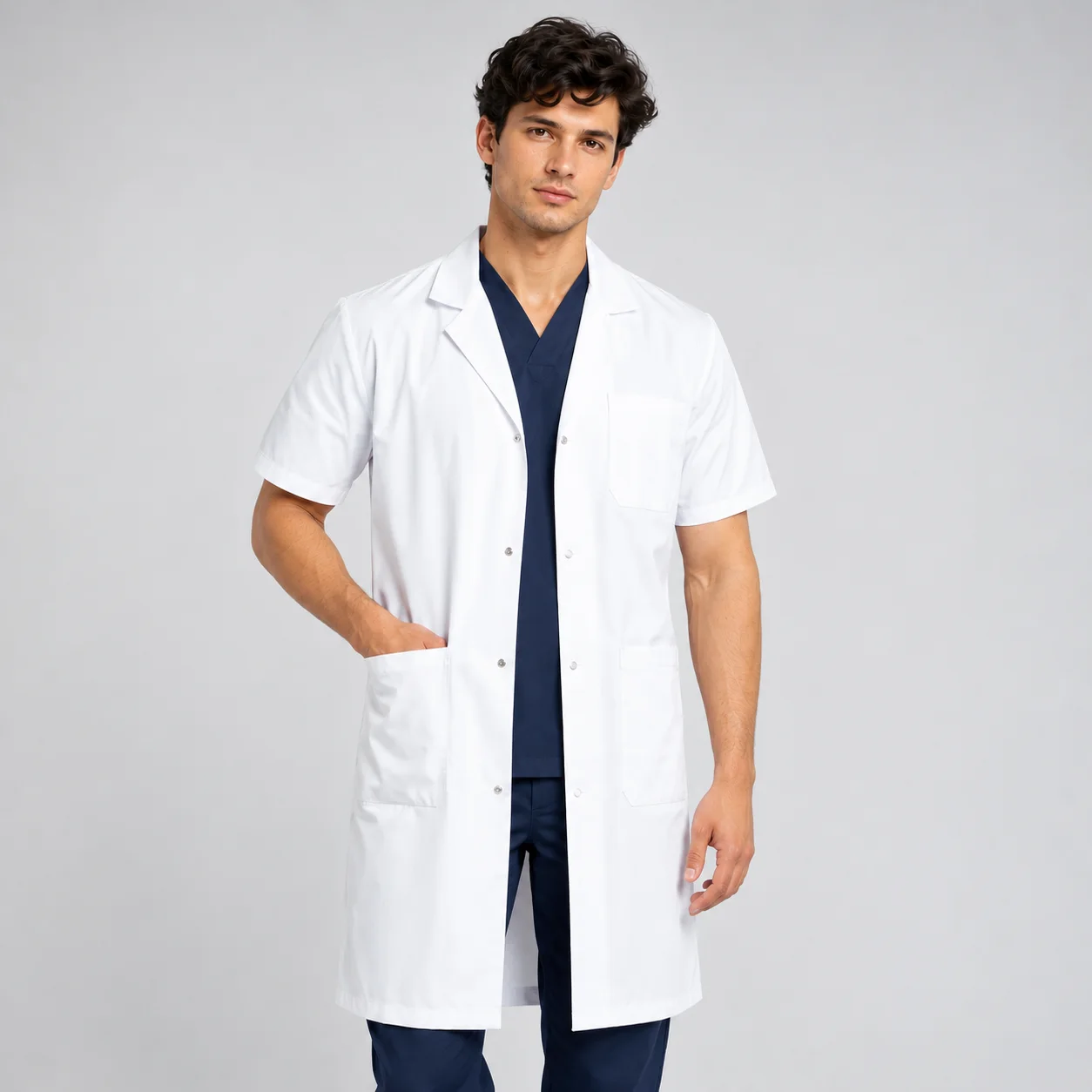 Blouse Demi Manches Col Officier Homme | Med Ora