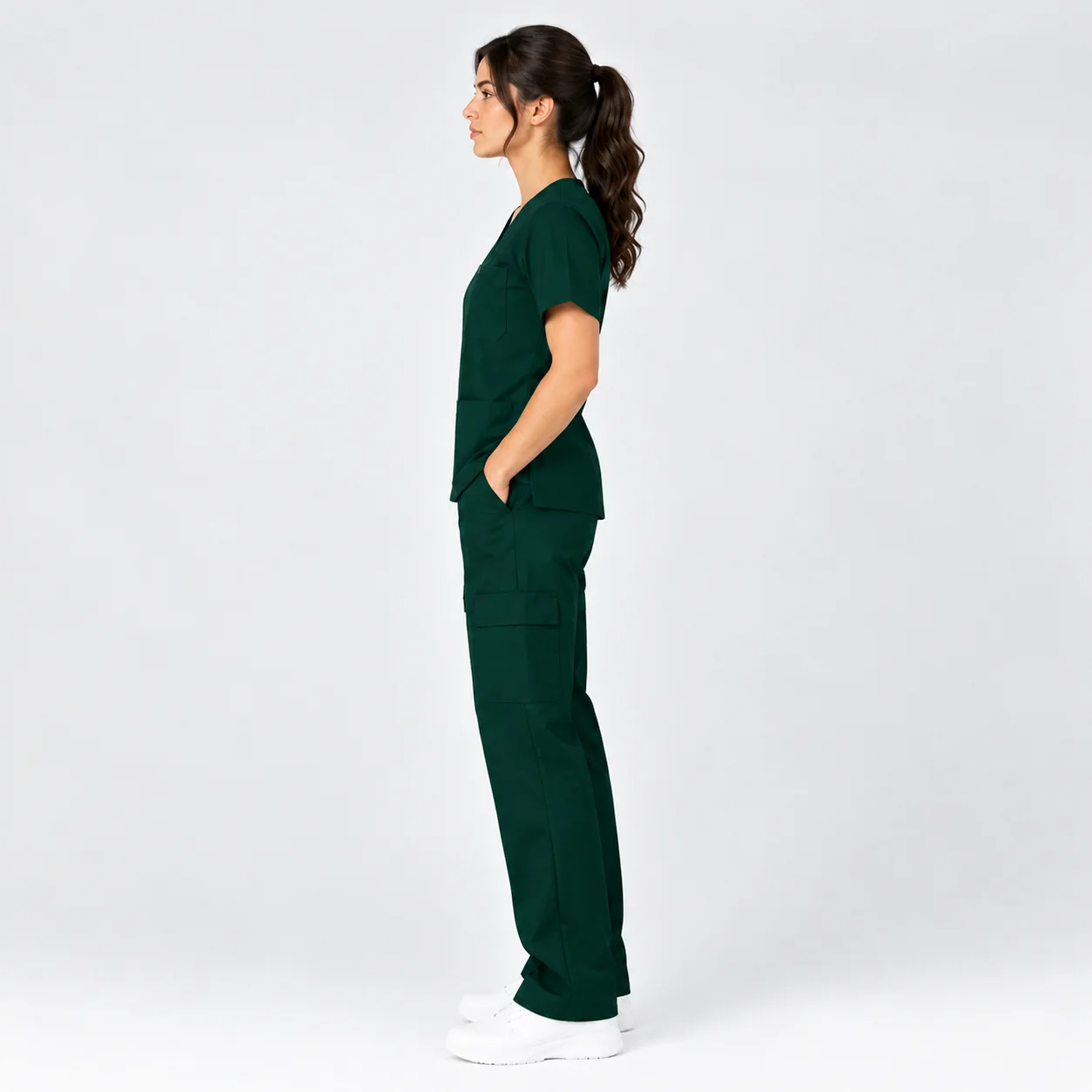 Tenue de Bloc Col V Femme – Vert Royal | Med Ora