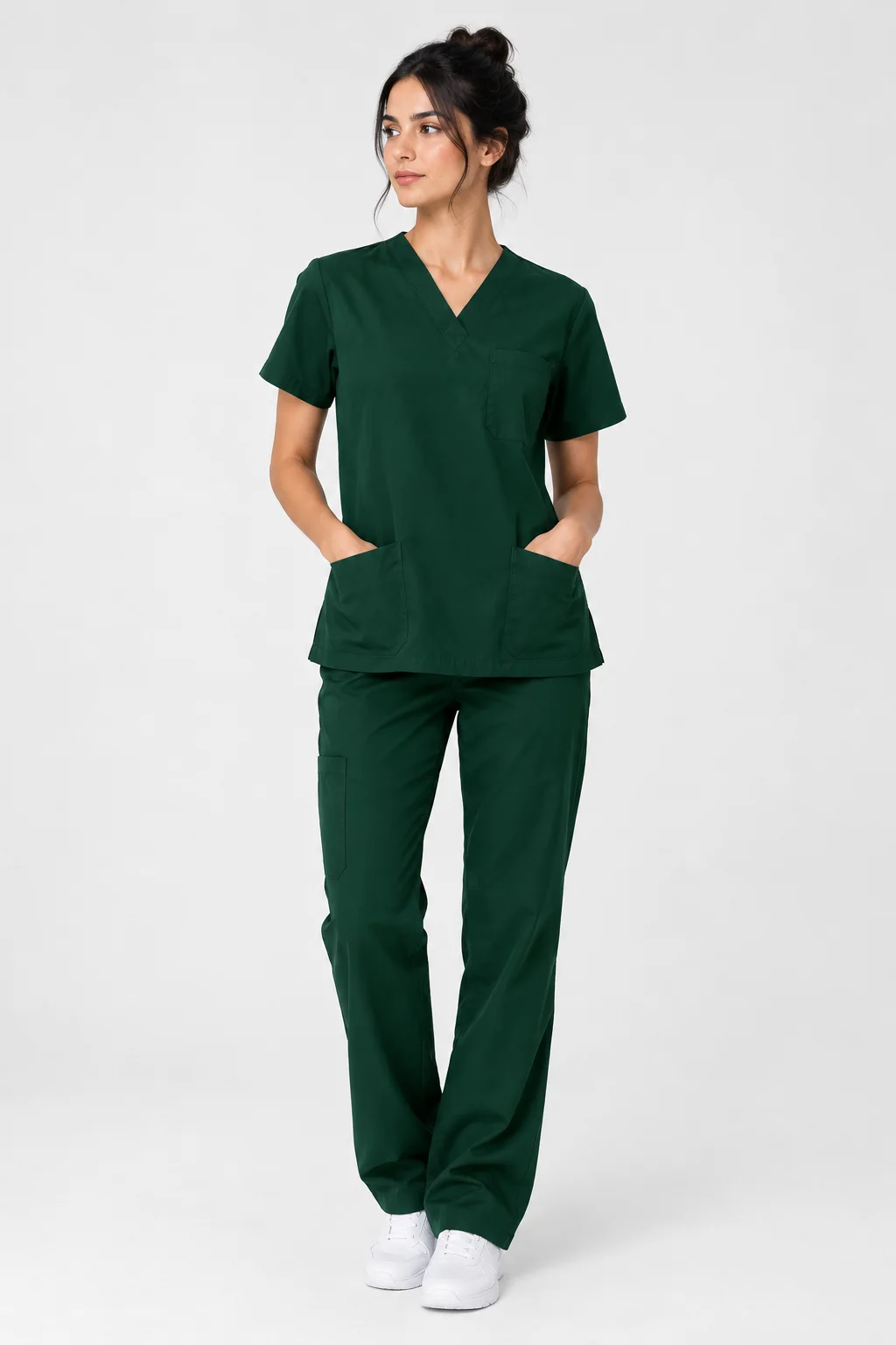 Tenue de Bloc Col V Femme – Vert Royal | Med Ora