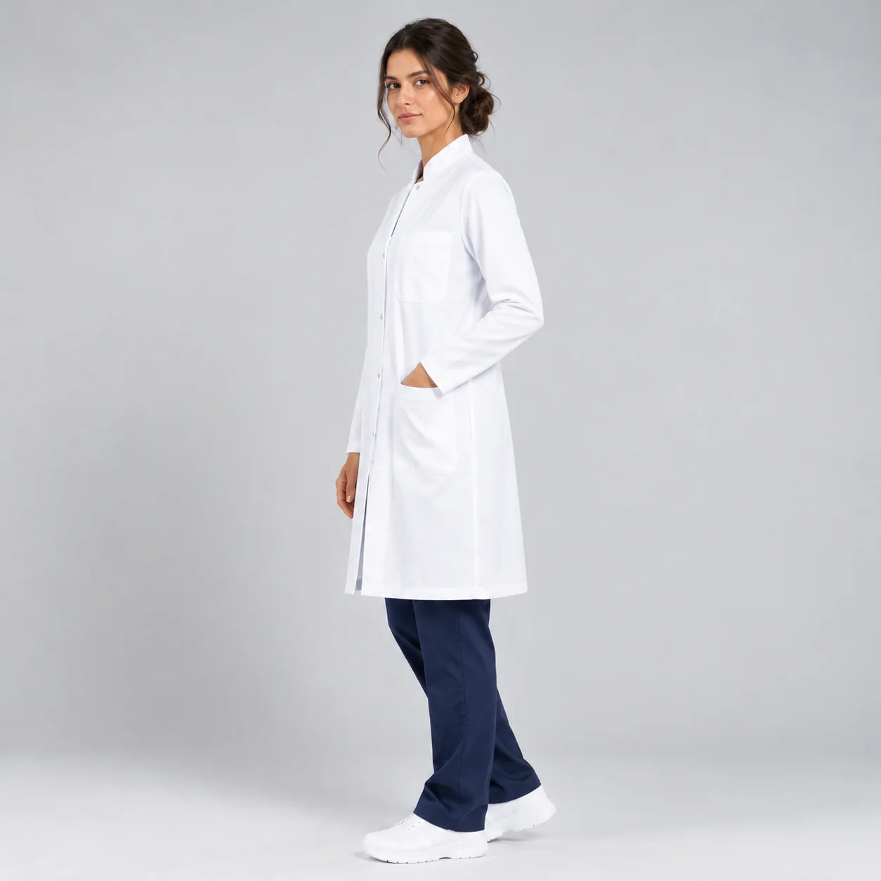 Blouse Manches Longues Col Officier Femme | Med Ora