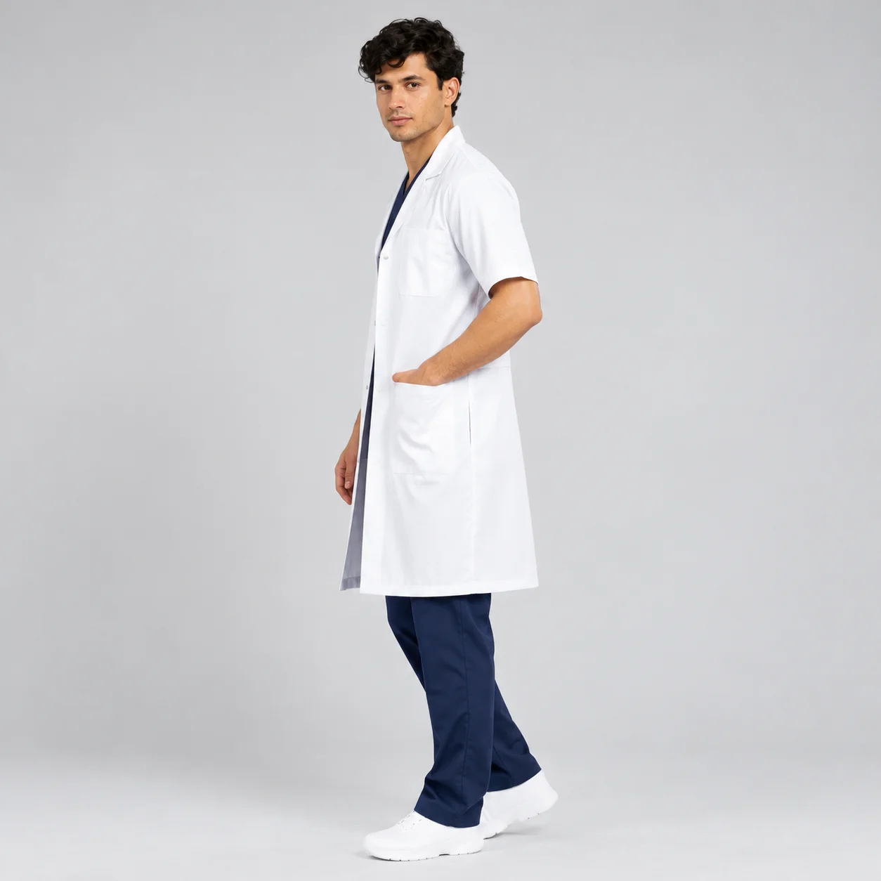 Blouse Demi Manches Col Officier Homme | Med Ora