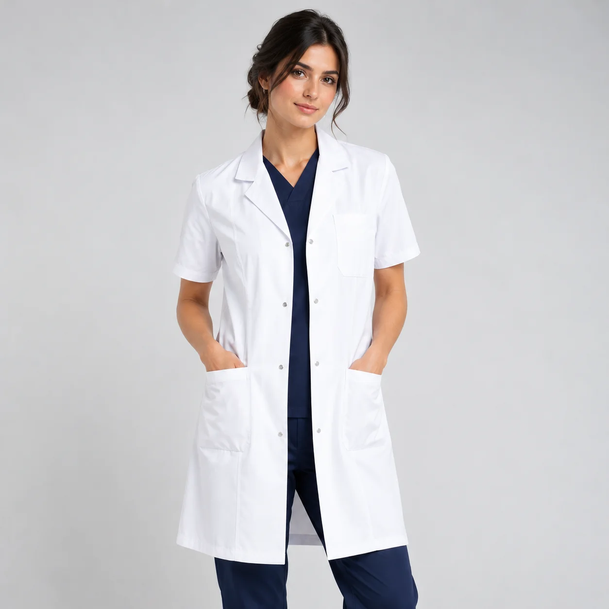 Blouse Demi Manches Col Officier Femme | Med Ora