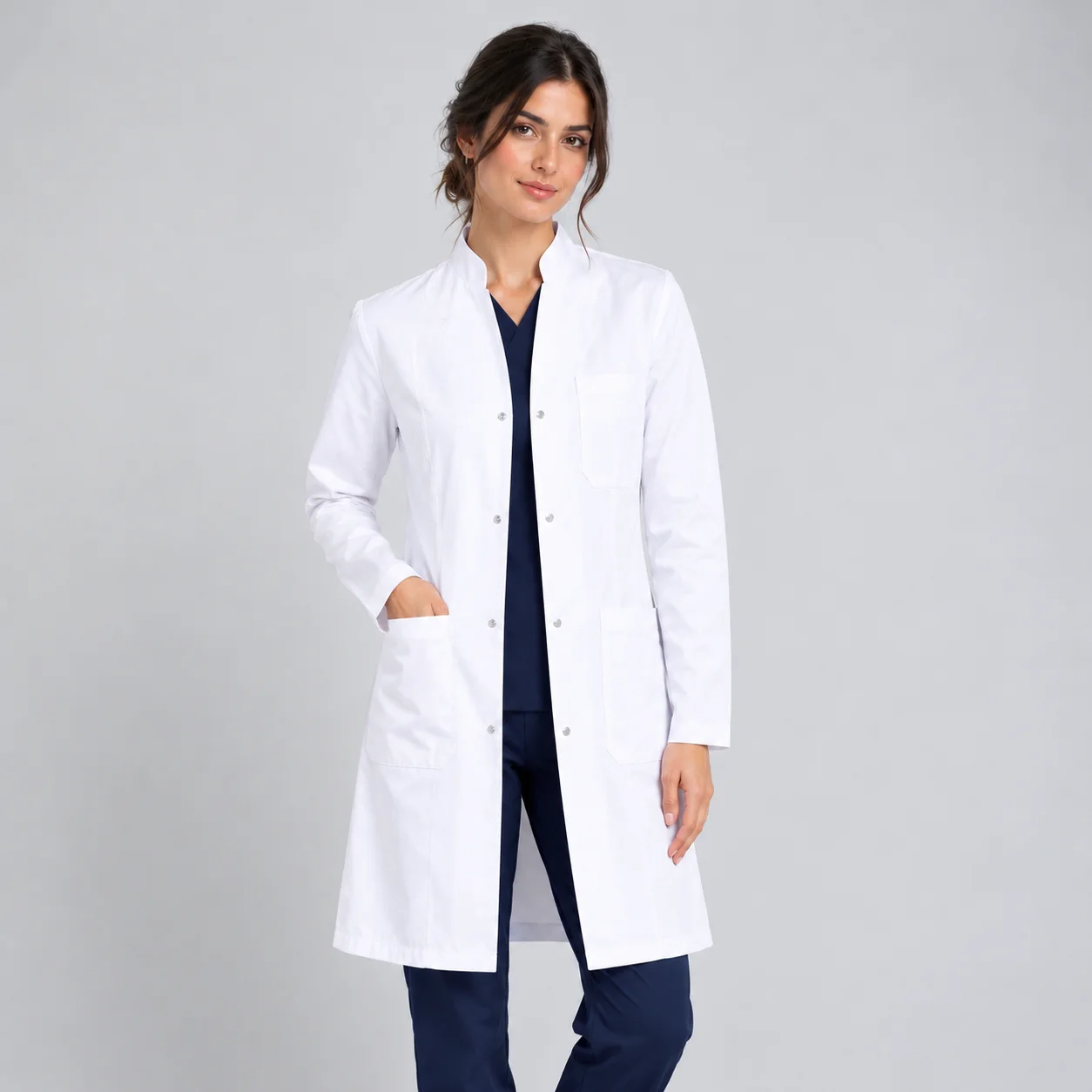 Blouse Manches Longues Col Officier Femme | Med Ora