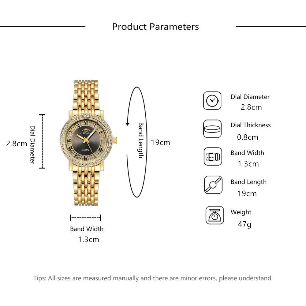 GREALY 💛 Duo Montres Couple · Une Pour Elle, Une Pour Lui · Dorées Serties - SN