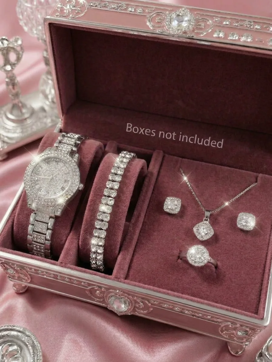 Ensemble Montre Quartz Luxe et Bijoux 6pcs BF