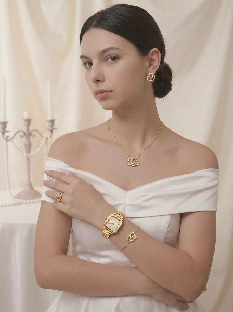 Ensemble Serena™ Élégance Dorée – Montre & Bijoux pour Femme GB