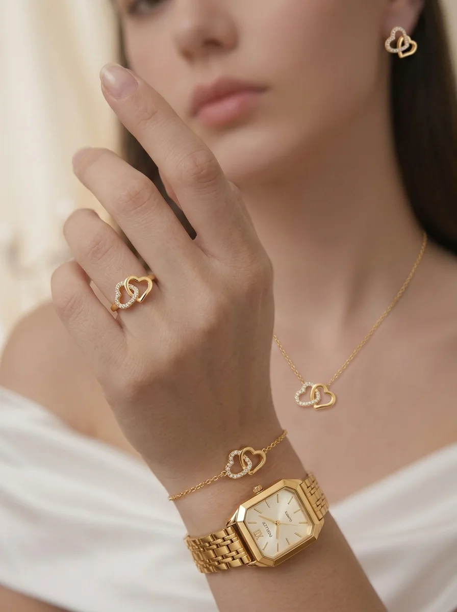 Ensemble Serena™ Élégance Dorée – Montre & Bijoux pour Femme GB