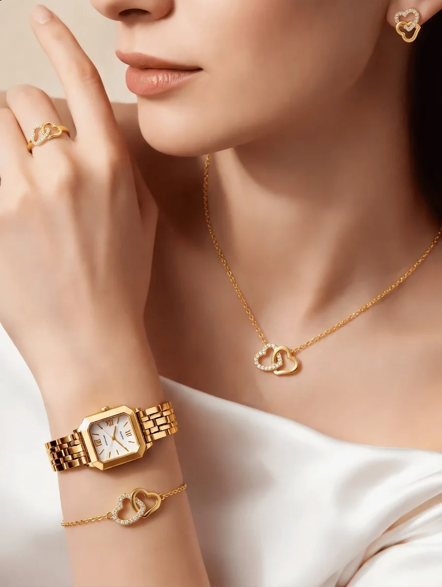 Ensemble Serena™ Élégance Dorée – Montre & Bijoux pour Femme CIV