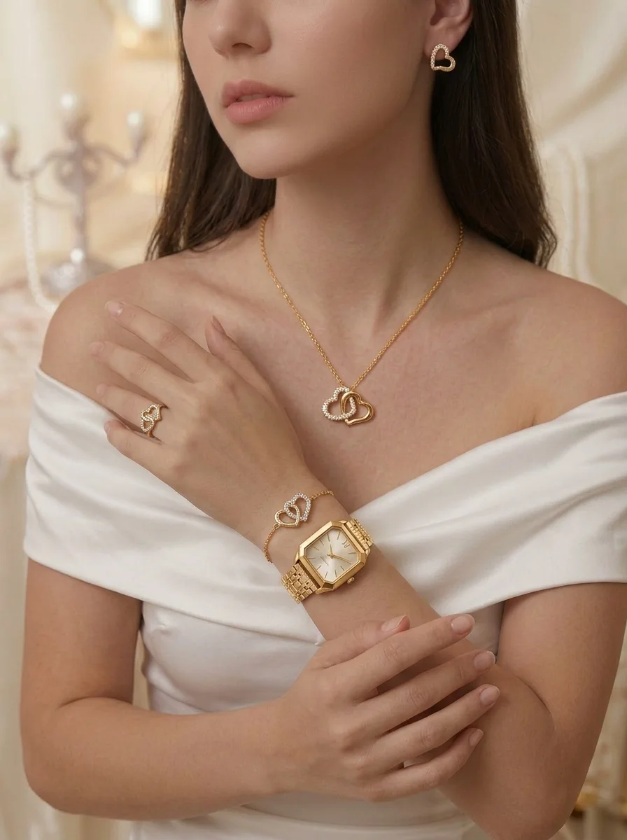 Ensemble Serena™ Élégance Dorée – Montre & Bijoux pour Femme CIV