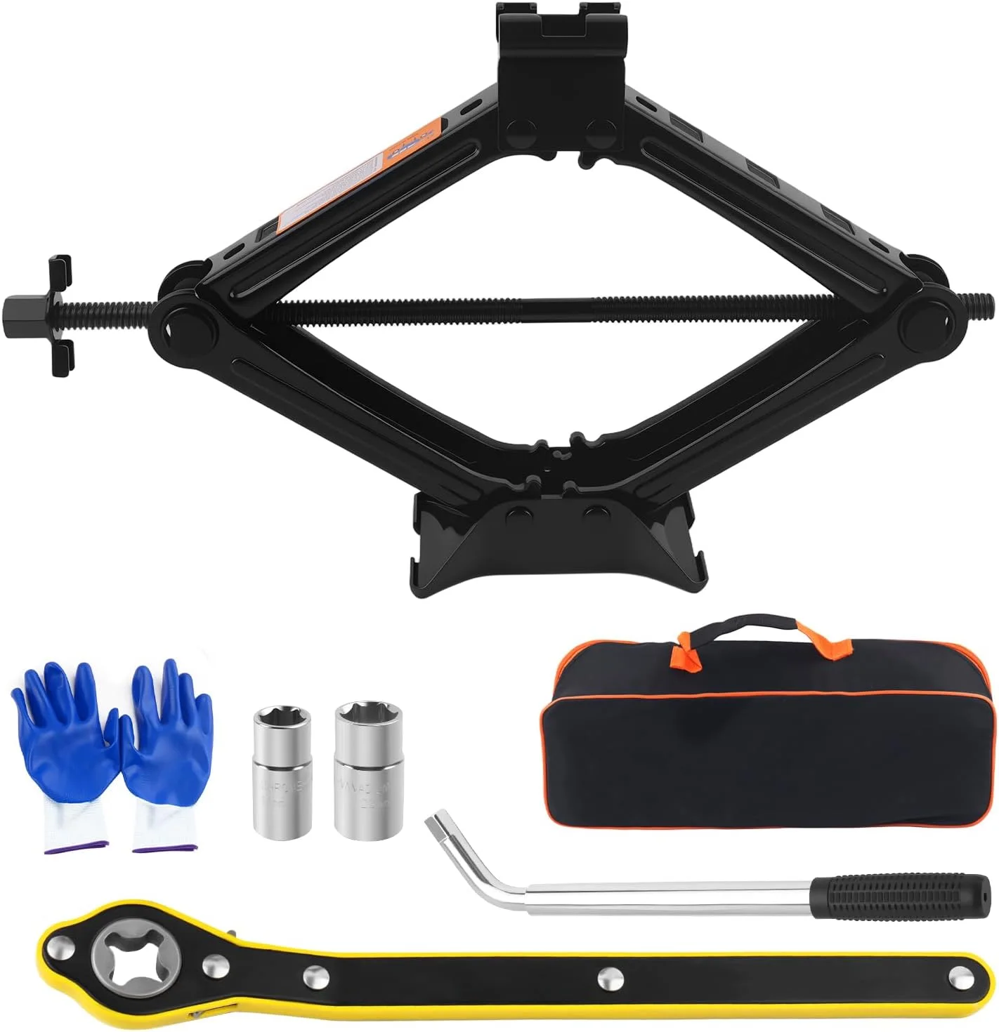 Kit de Cric Losange Renforcé 3 Tonnes avec Clé Télescopique & Clé à Cliquet