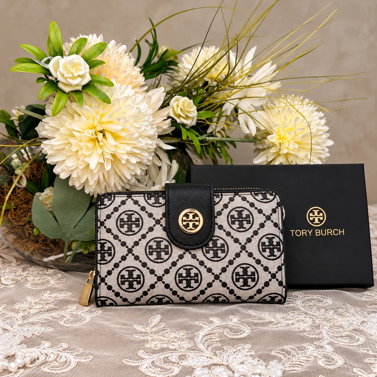 Portefeuille Grand Tory Burch T Monogramme