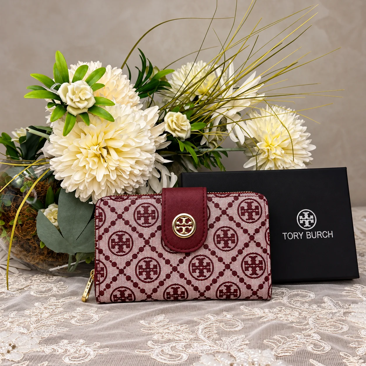 Portefeuille Grand Tory Burch T Monogramme