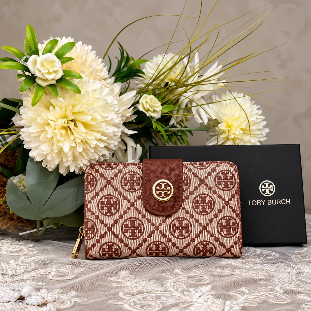 Portefeuille Grand Tory Burch T Monogramme