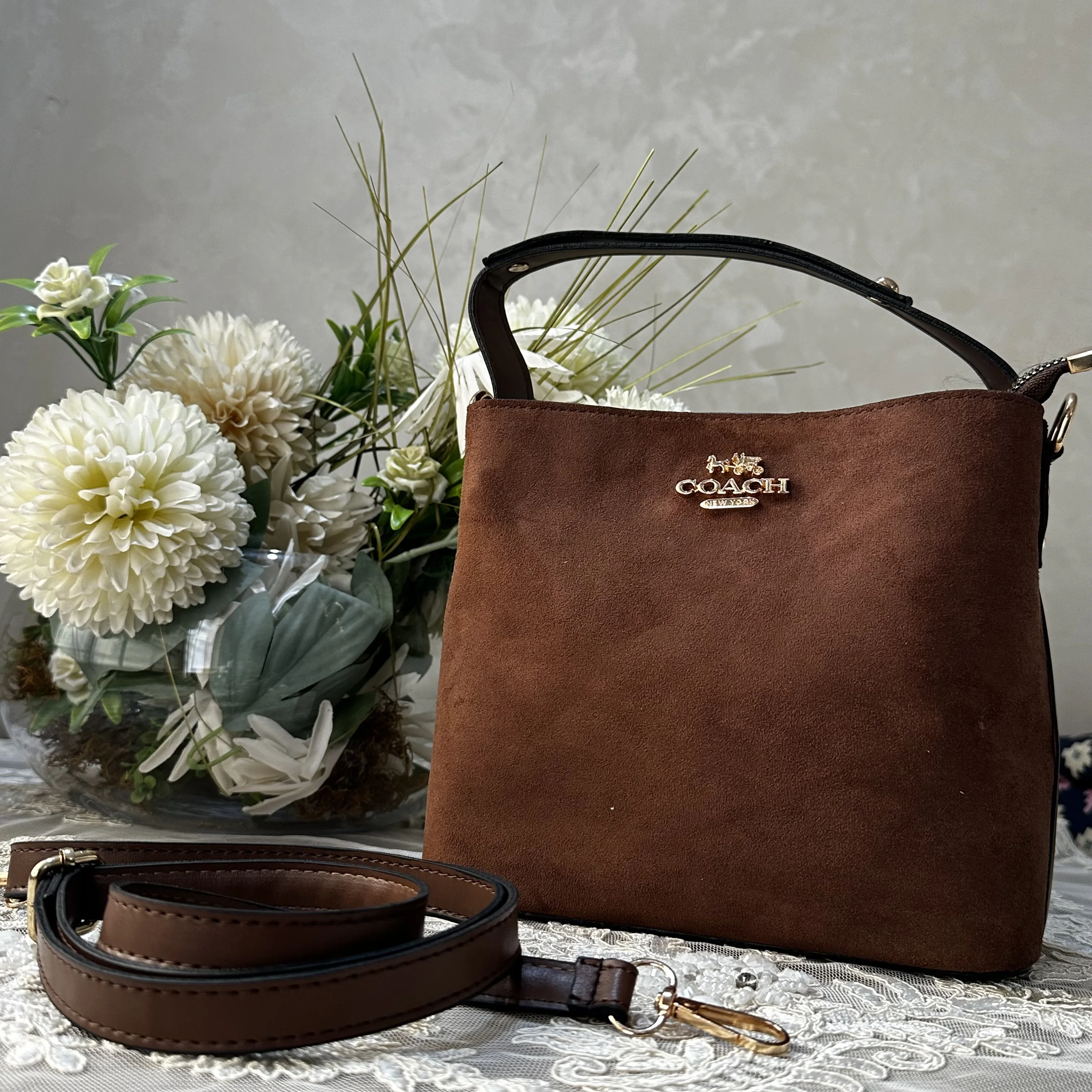 Sac Coach Seau Mollie En Daim Avec bandoulière Sans Boite
