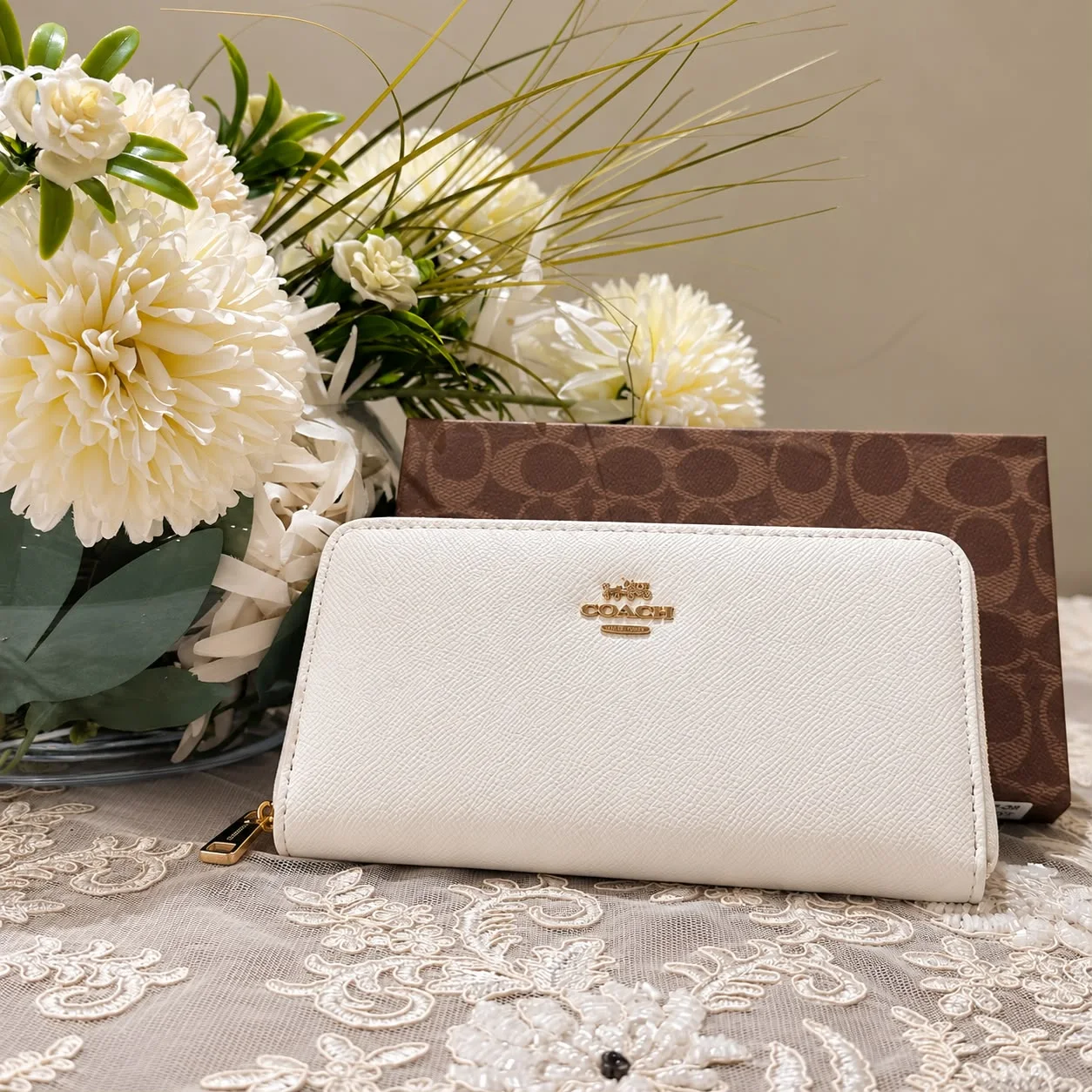 Portefeuille Grand Coach Avec Fermeture zippé