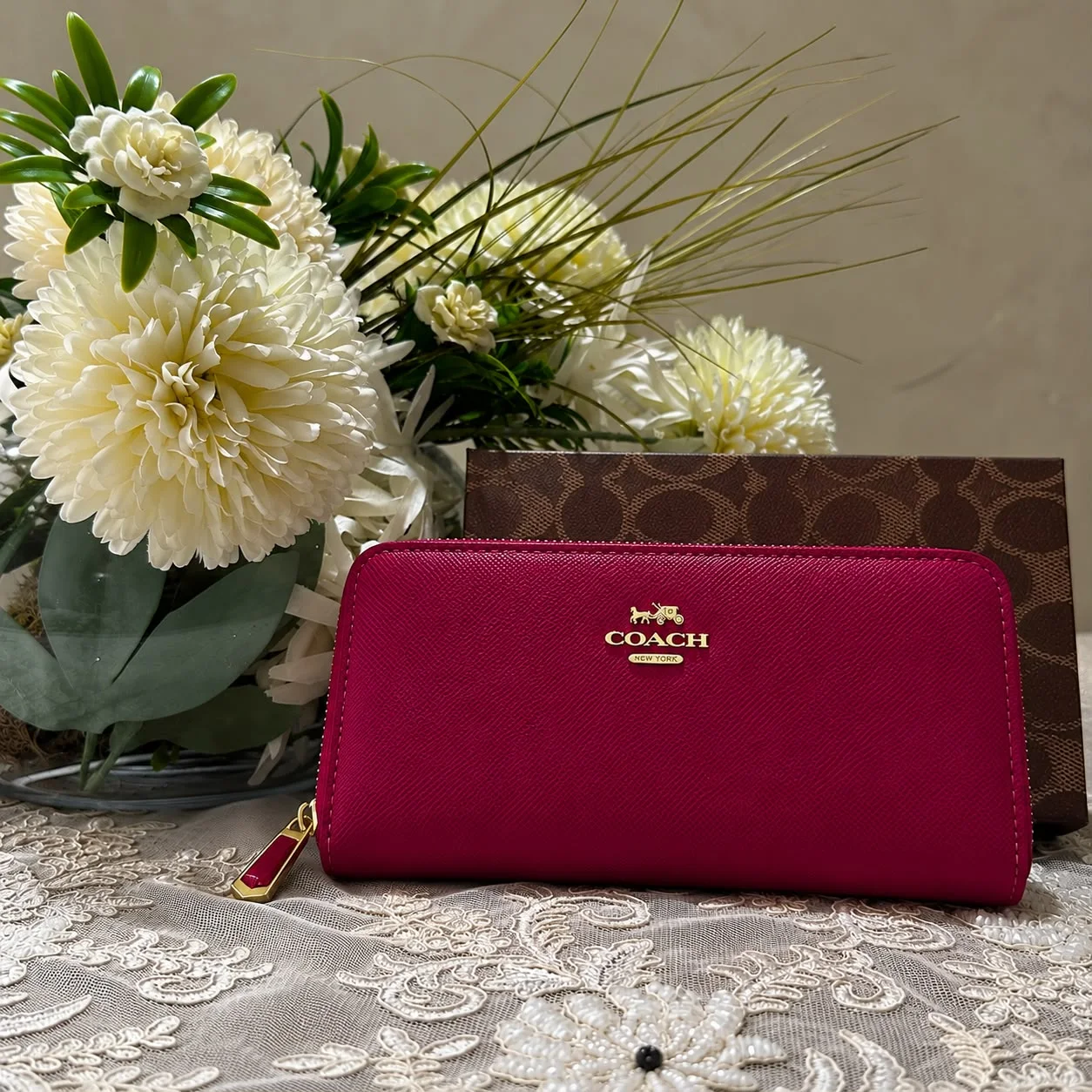 Portefeuille Grand Coach Avec Fermeture zippé
