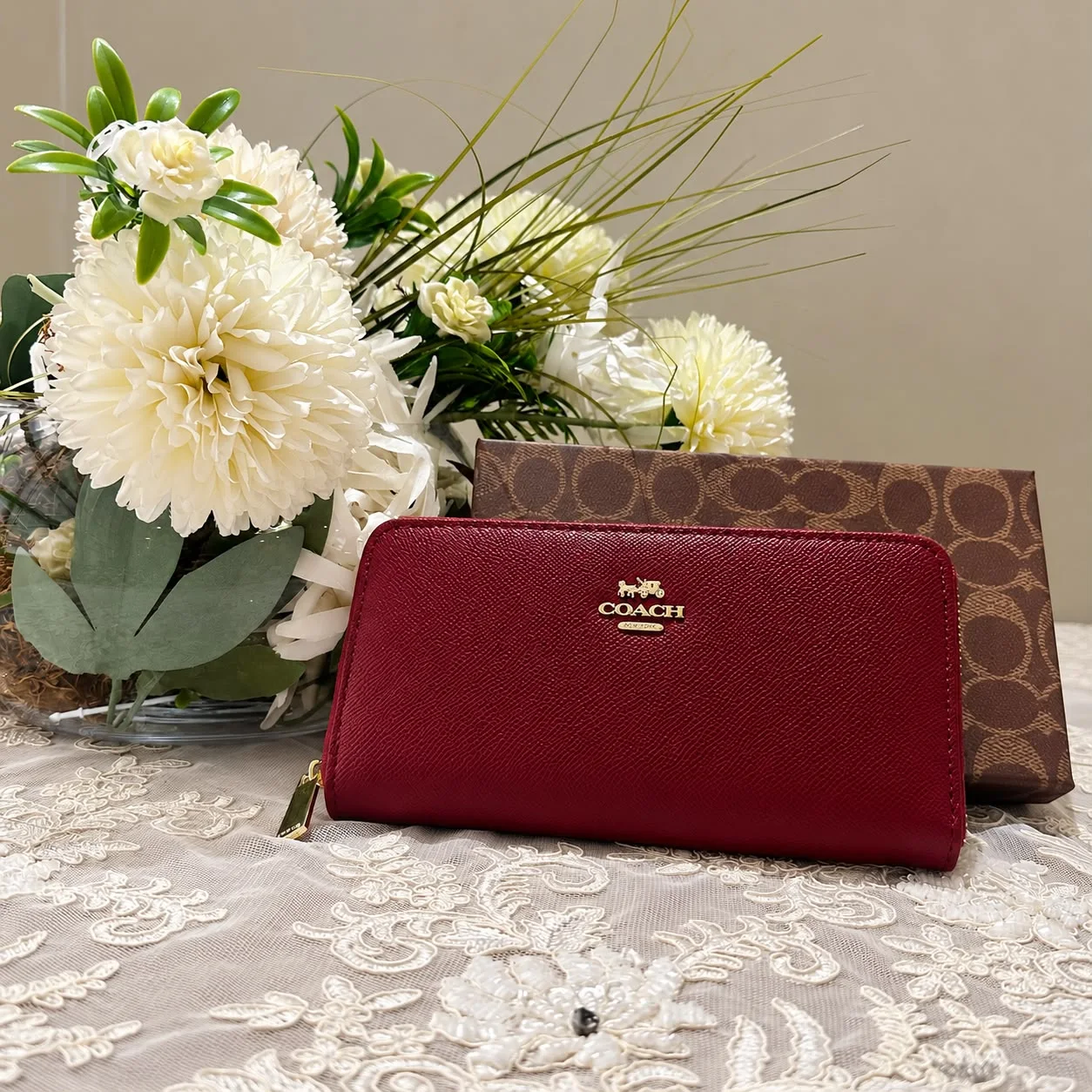 Portefeuille Grand Coach Avec Fermeture zippé