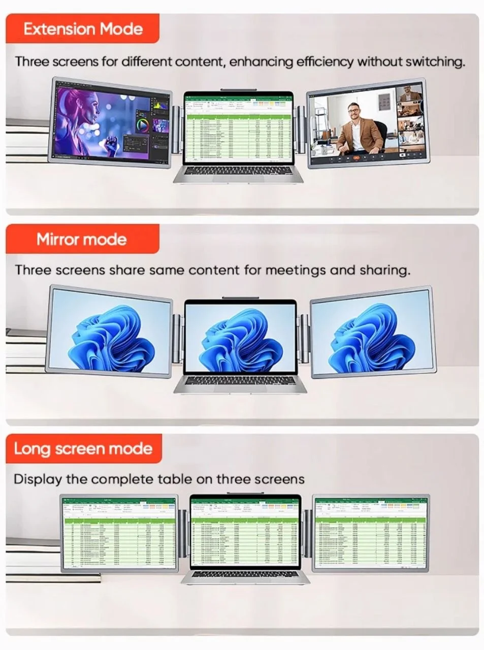 Moniteur Portable Double Écran 14 Pouces – Transformez Votre Ordinateur en Bureau Multitâche : Boostez votre productivité