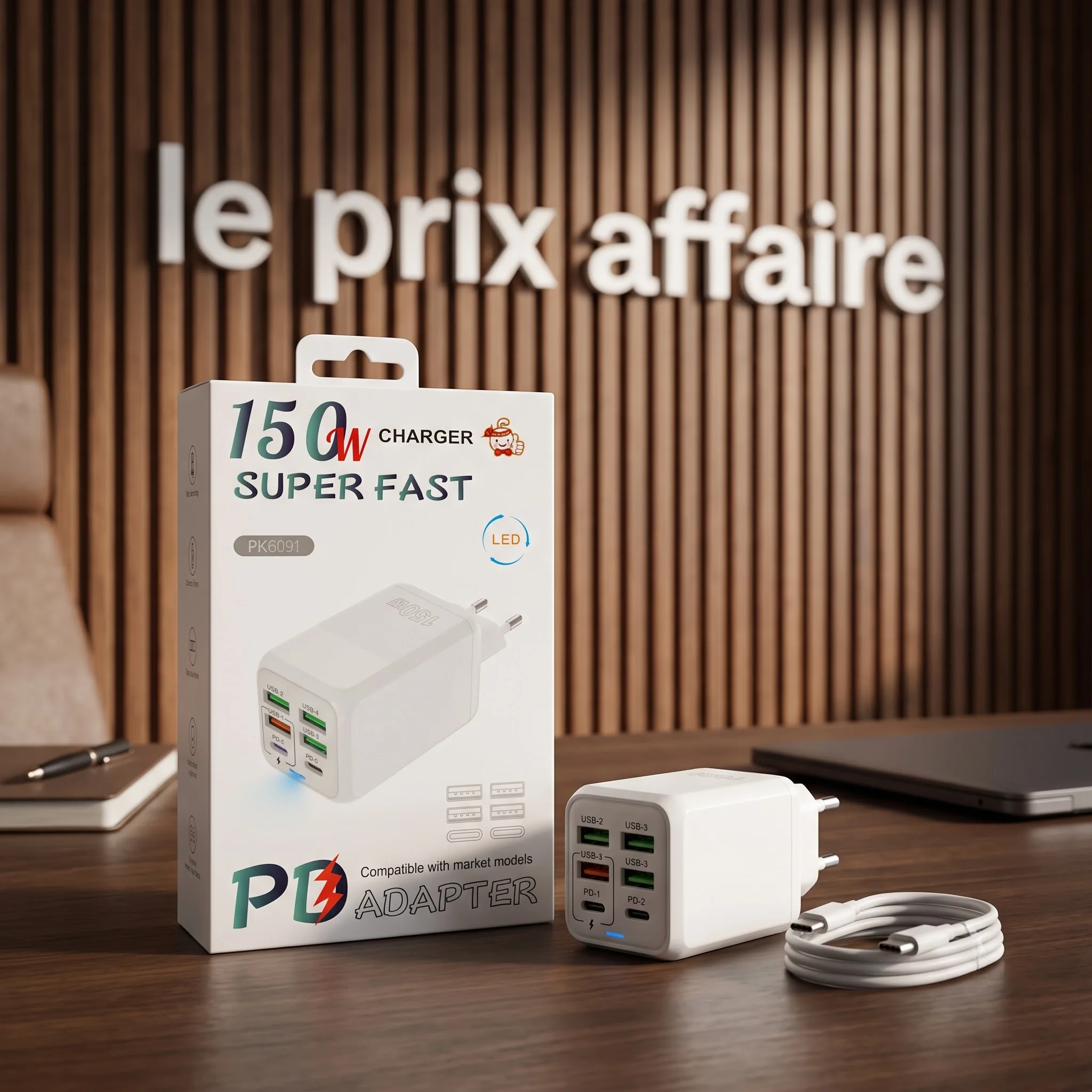 شاحن سريع متعدد المنافذ 150W Super Fast Charger