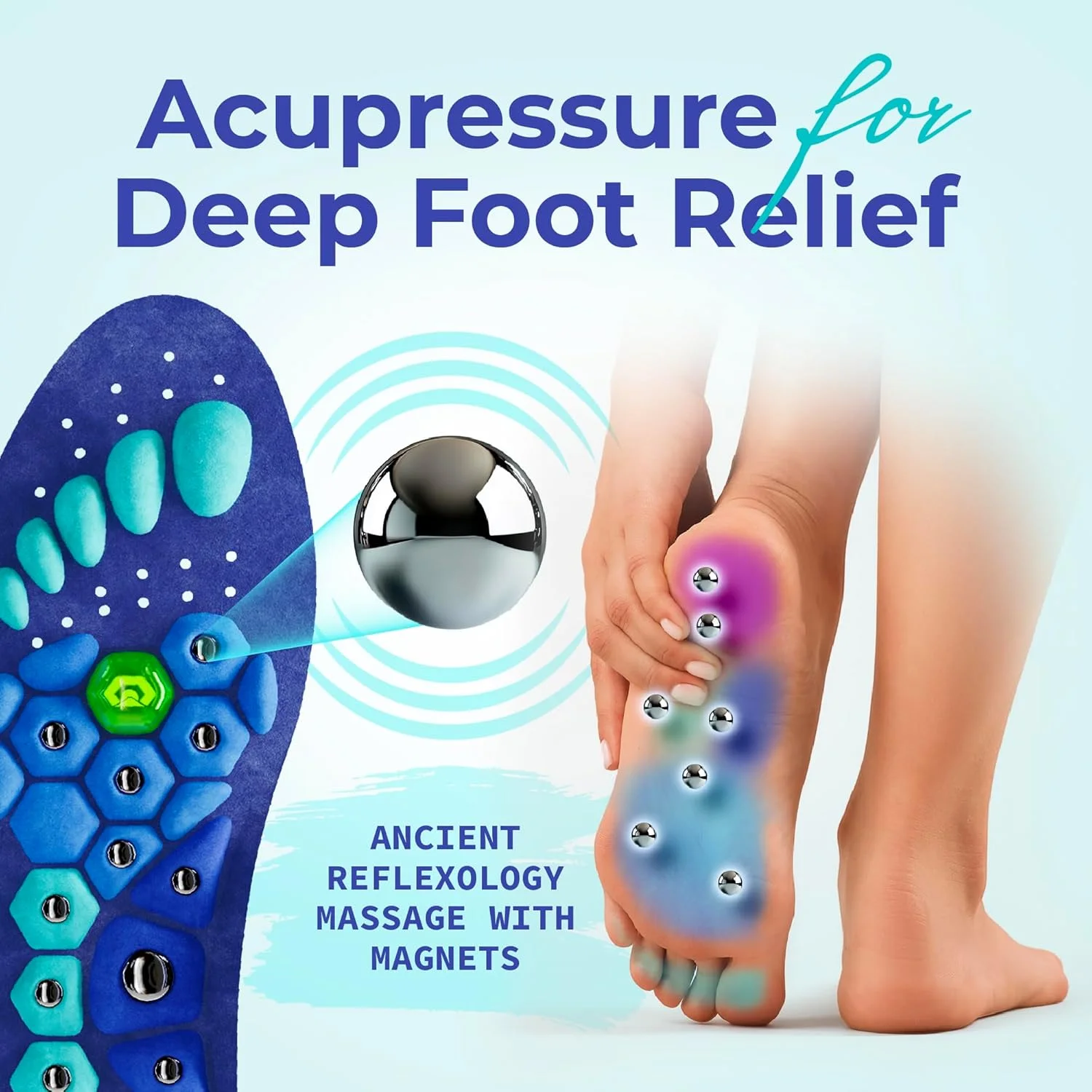 Akusoli Magnetic Acupressure Shoe Insoles – نعل أكوسولي المغناطيسي بتقنية الضغط وتنشيط الدورة الدموية