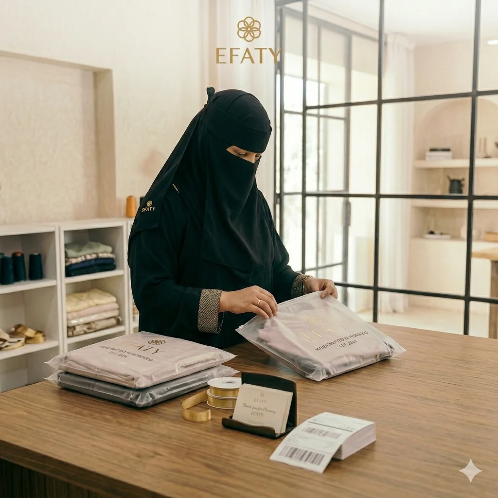 اكتشفي قصة براند EFATY، شغفنا بتصميم أجود العبايات والفساتين للمحجبات في المغرب بأثواب فاخرة وتصاميم تجمع بين الحشمة والعصرنة.