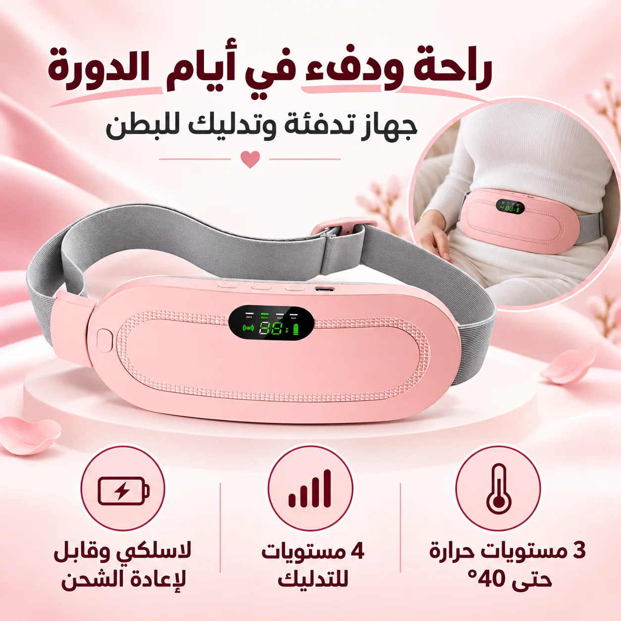 جهاز تدفئة وتدليك البطن للدورة الشهرية
