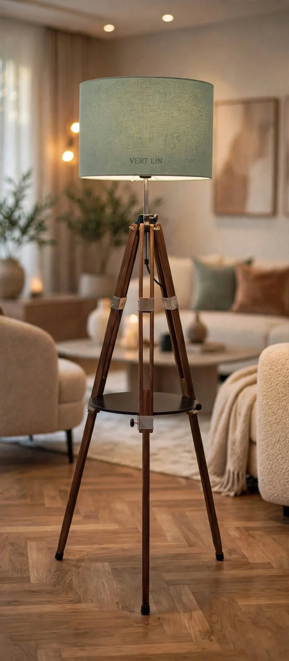 NOOR Lampadaire Trépied Bois de Luxe
