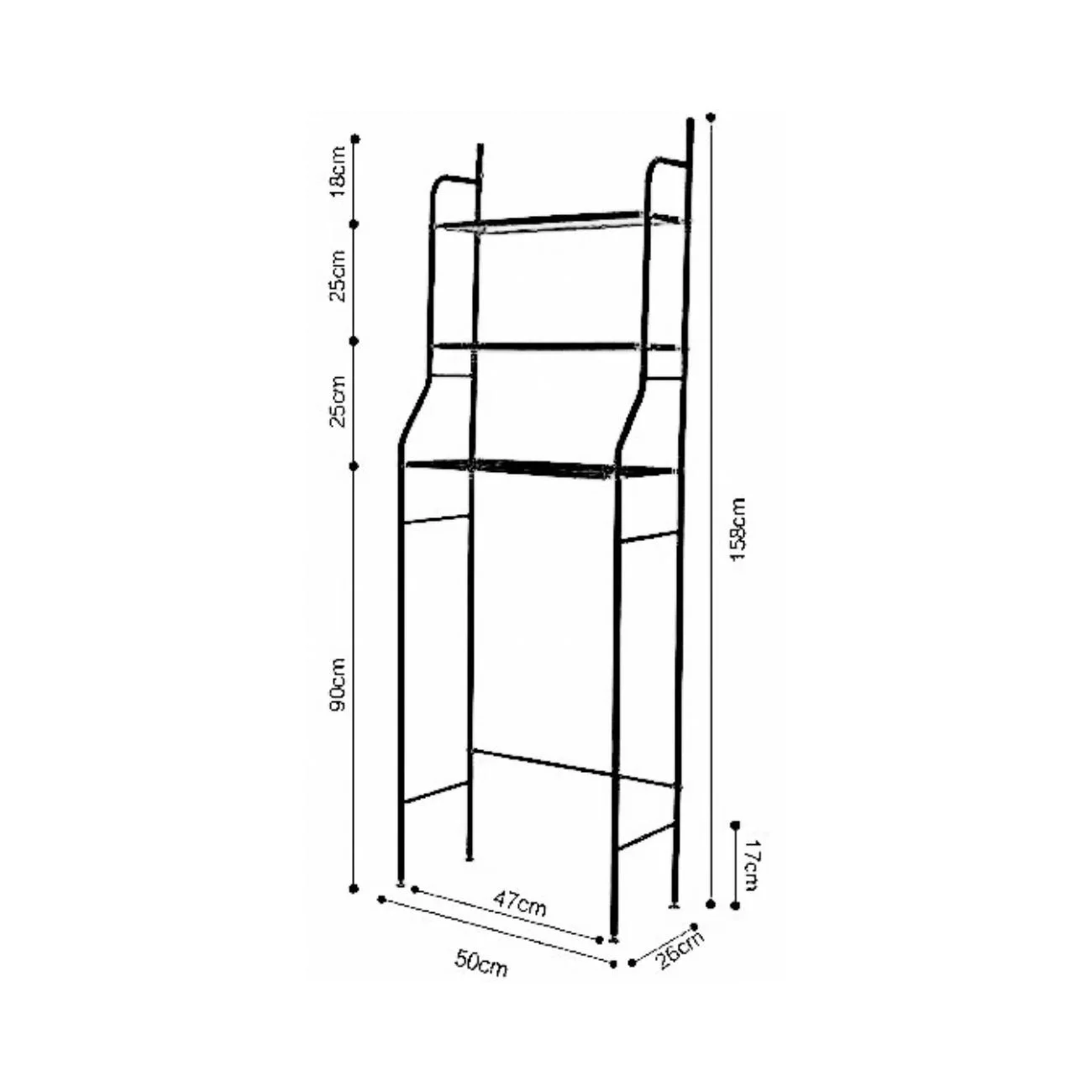 Étagère Au-Dessus des Toilettes avec Rangement Vertical à 3 Niveaux pour Optimisation de Salle de Bain