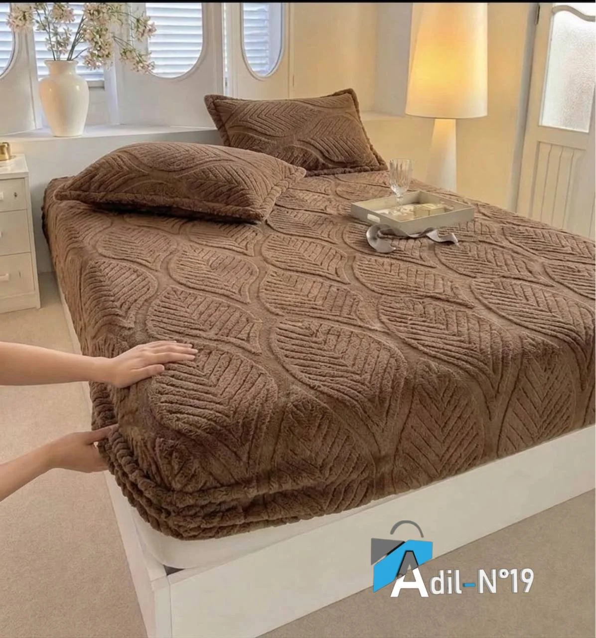 🔥🛋️ جديد غرفة النوم! طاليات تريكو لاستيك فخمة مع المخاد ديالها والصاك – راحة وأناقة لدارك! 🛌✨