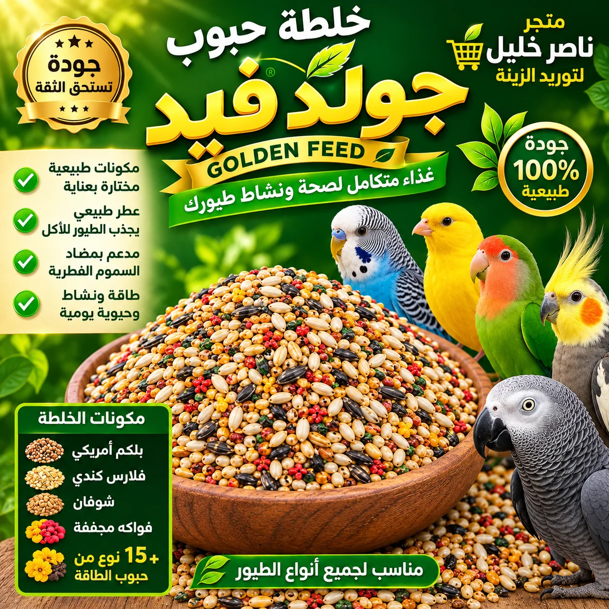 جولدن فيد GOLDEN FEED خلطه حبوب منتقاة  بعنايه لطيو الزينه