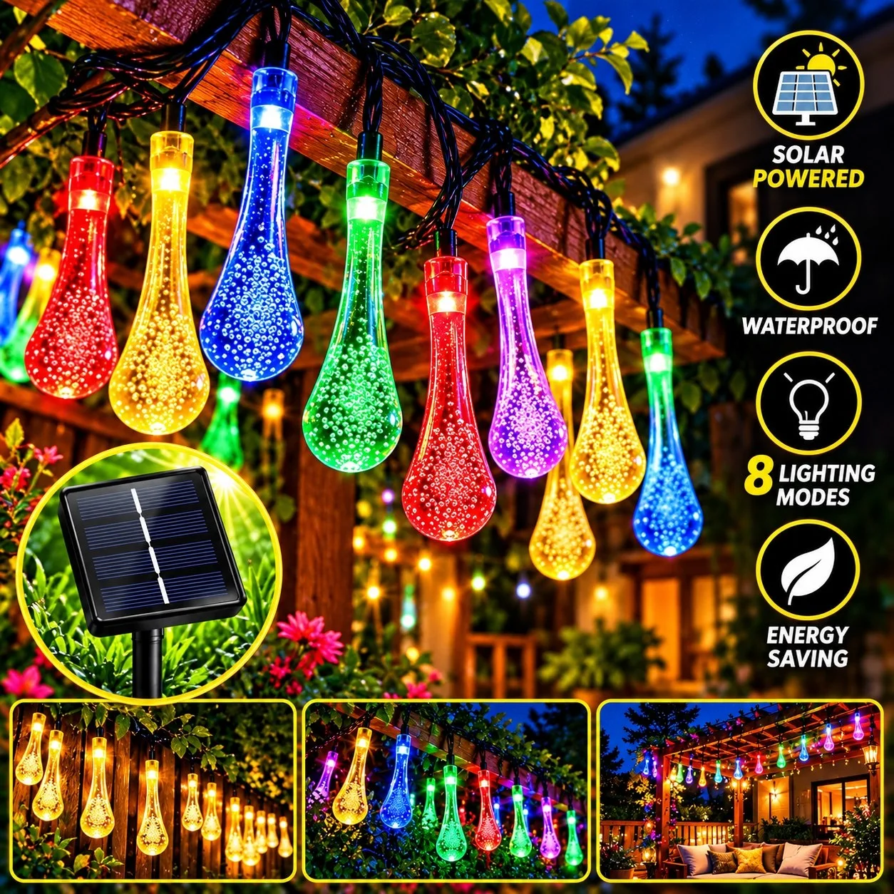 💡 أضواء زينة ذكية بالطاقة الشمسية
