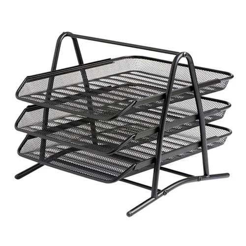 Panier Corbeille à courrier en Métal 3 Niveaux - Organiseur de bureau